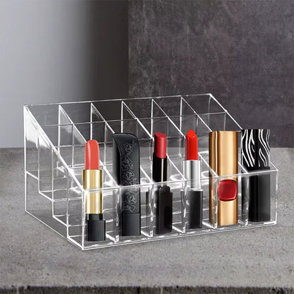 24 Grid Lipstick Holder Acrylic Cosmetics Storage Box Can Store and Sort Lipstick Nail Polish and Jewelry Display Rack