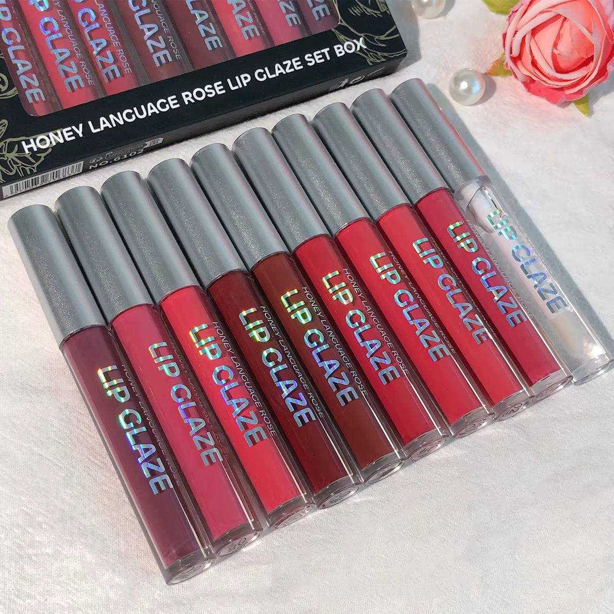 10 Pcs Long-Lasting Nude Lip Gloss Matte Satin Lipstick Waterproof Liquid Lipstick Moisturizing Lip Gloss