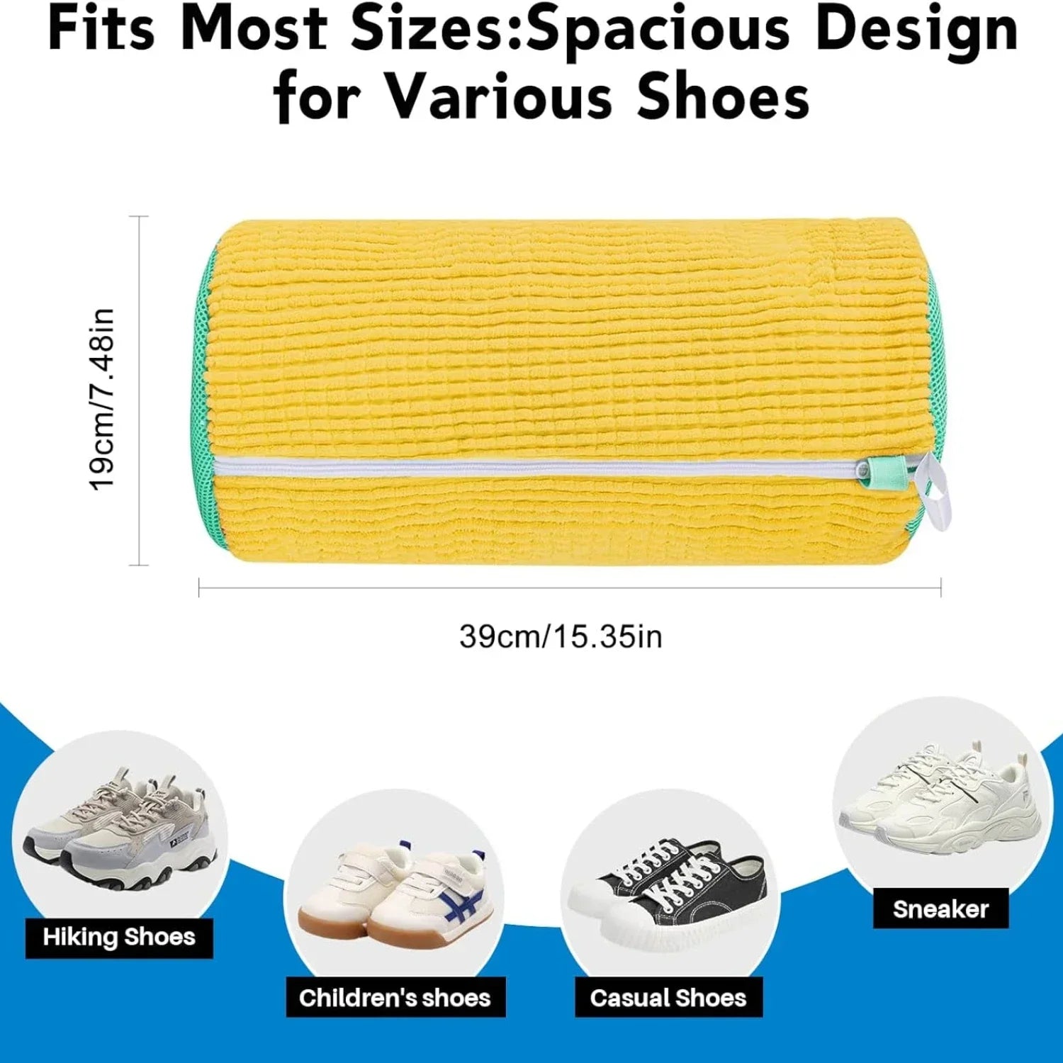 2PCS Shoe Washing Machine Bag Washer and Dryer Reusable Laundry Shoe Bag 360° Wrap-Around Cleaning Wash Bag Sneakers Organizer
