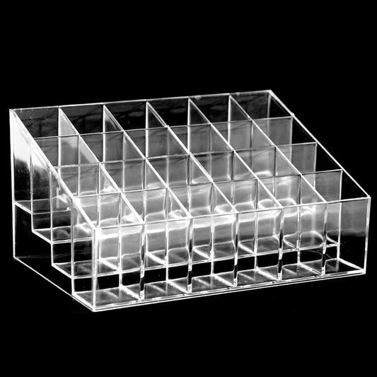 24 Grid Lipstick Holder Acrylic Cosmetics Storage Box Can Store and Sort Lipstick Nail Polish and Jewelry Display Rack