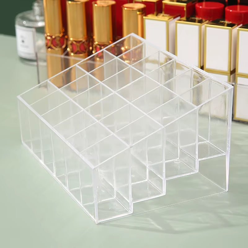 24 Grid Lipstick Holder Acrylic Cosmetics Storage Box Can Store and Sort Lipstick Nail Polish and Jewelry Display Rack