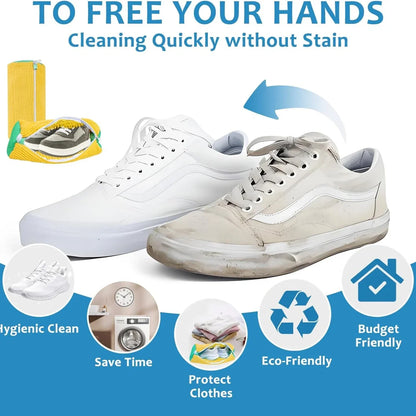 2PCS Shoe Washing Machine Bag Washer and Dryer Reusable Laundry Shoe Bag 360° Wrap-Around Cleaning Wash Bag Sneakers Organizer