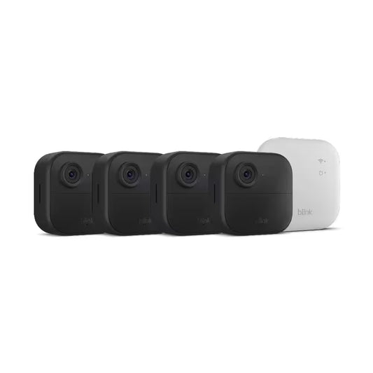 Outdoor 4 Xr-Wireless Battery Operated Outdoor Security Camera System with 4-Cameras and Included Sync Module XR, Black