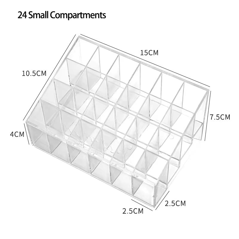 24 Grid Lipstick Holder Acrylic Cosmetics Storage Box Can Store and Sort Lipstick Nail Polish and Jewelry Display Rack
