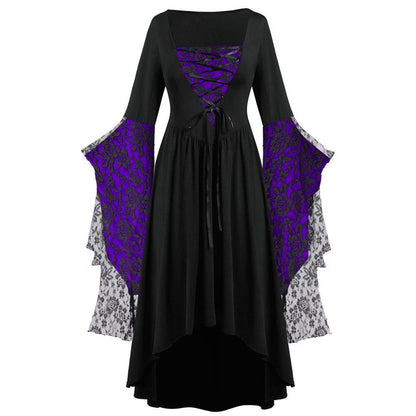 Womens Gothic Dress plus Size Flare Sleeve Dress Skull Lace Print Steampunk Dresses Cocktail Dresses Flowy Goth Corset Dress Maxi Wedding Guest Dresses Summer Savings