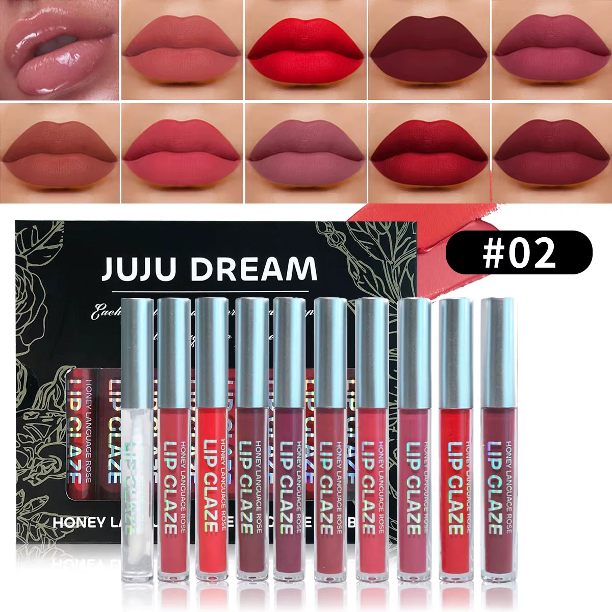 10 Pcs Long-Lasting Nude Lip Gloss Matte Satin Lipstick Waterproof Liquid Lipstick Moisturizing Lip Gloss