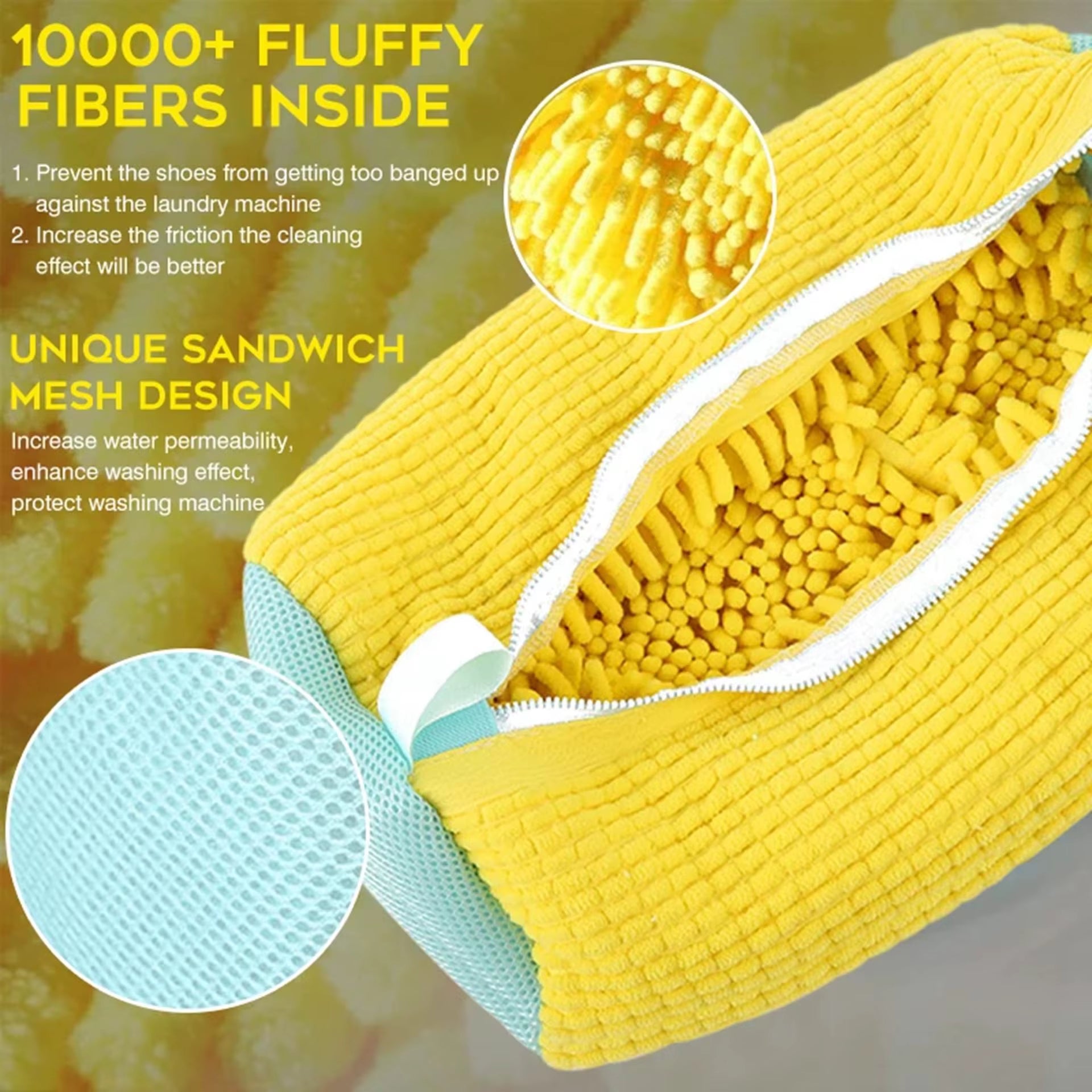 Shoe Laundry Bags Washing Machine Shoes Bag Durable Mesh Shoe Wash Bag with Zipper Soft Fiber Protect Sneaker Shoes Cleaning Bag